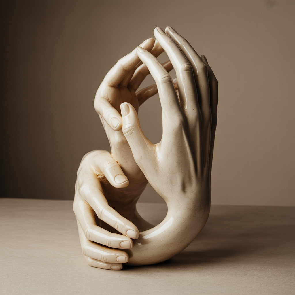 Escultura Mãos Entrelaçadas